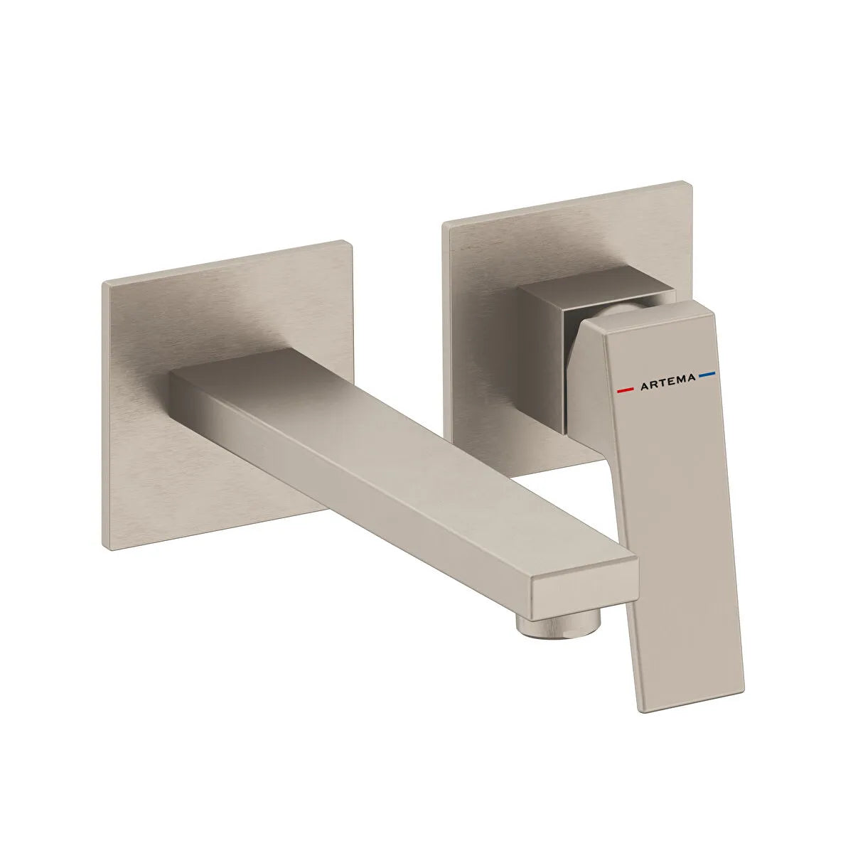 Artema Minimax Square Ankastre Lavabo Bataryası (Uzun) (Sıva Üstü Grubu), Fırçalı Nikel