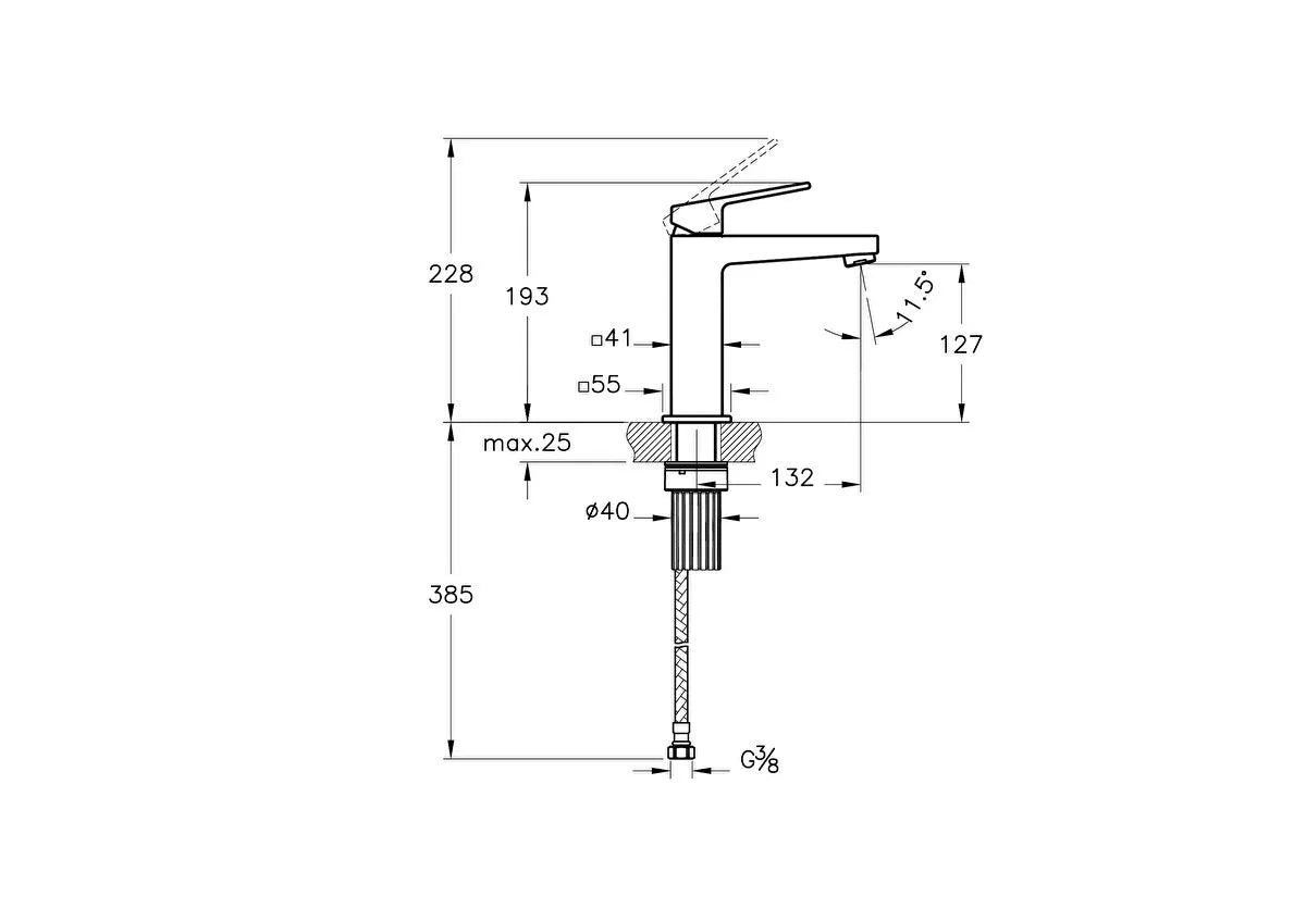 Artema Minimax Square Lavabo Bataryası (Yüksek), Fırçalı Altın