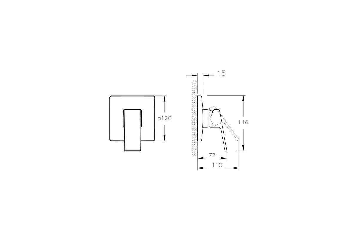 Artema Minimax Square Ankastre Duş Bataryası (Minibox) (Sıva Üstü Grubu), Parlak Krom