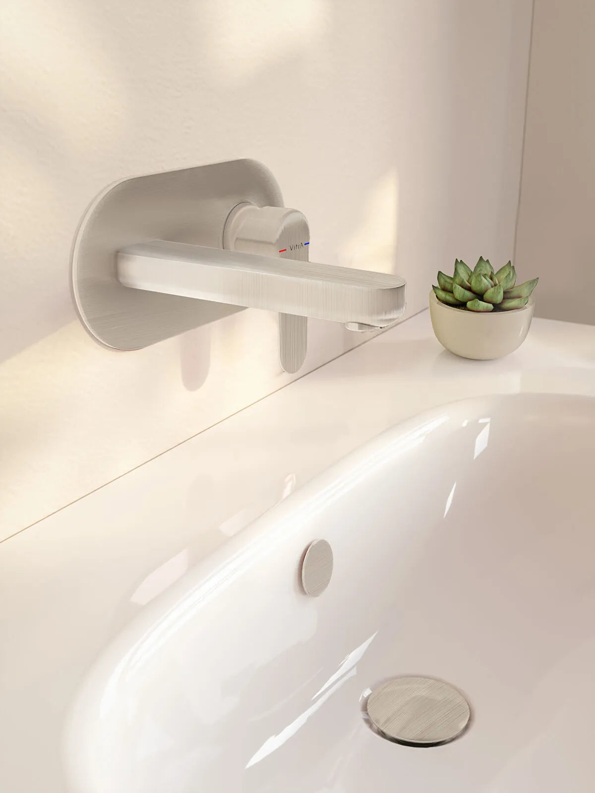 VitrA Origin Classic Lavabo Yuvarlak Süzgeci Universal (Basmalı), Fırçalı Nikel