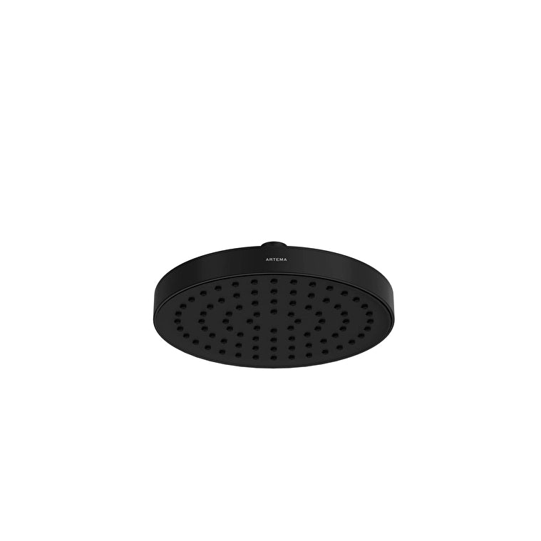 Artema Base Round Duş Başlığı 1F (200 Mm), Mat Siyah