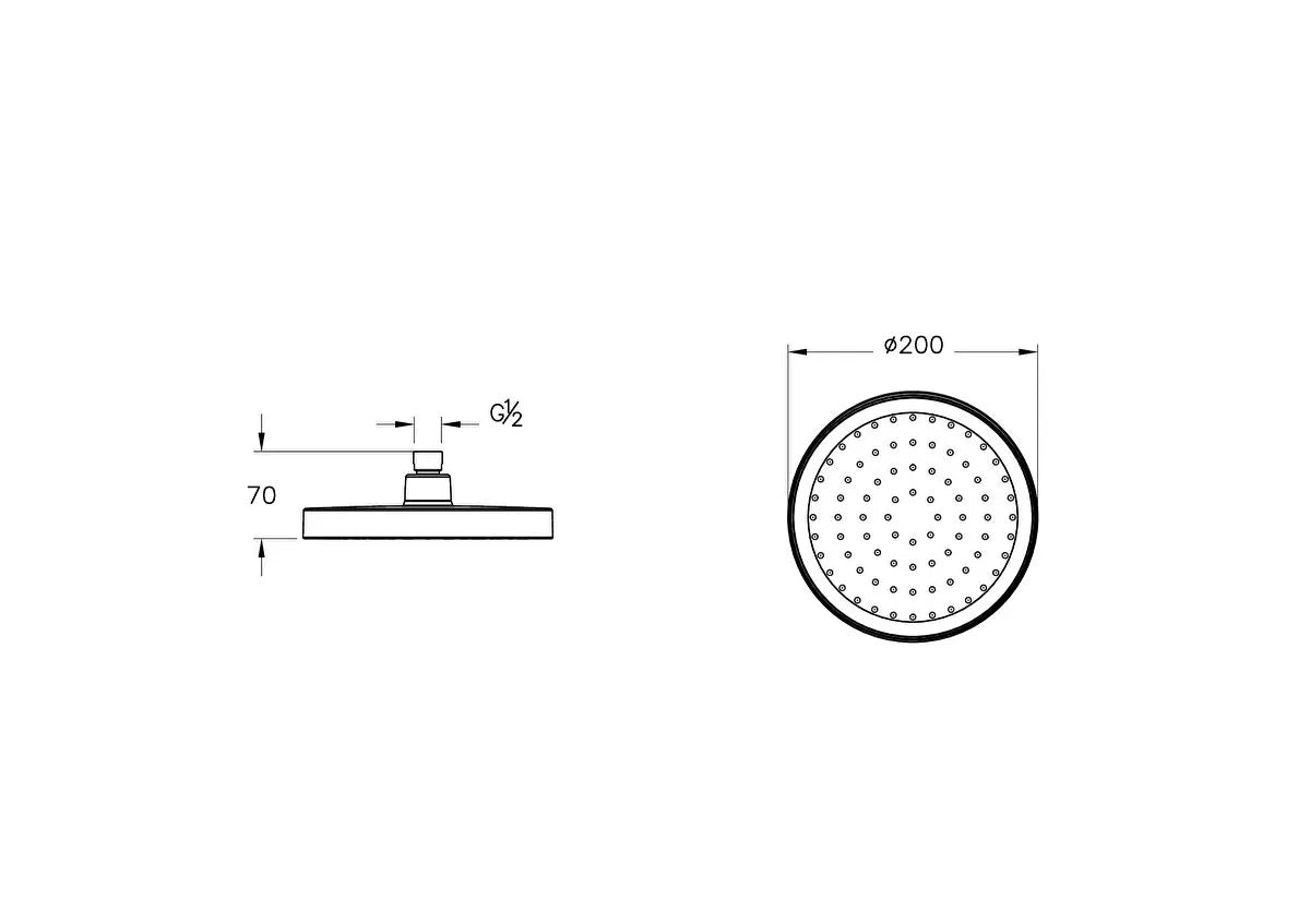 Artema Base Round Duş Başlığı 1F (200 Mm), Mat Siyah