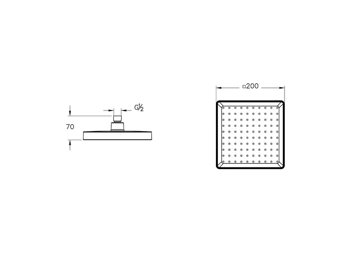 Artema Base Square Duş Başlığı 1F (200 Mm), Parlak Krom