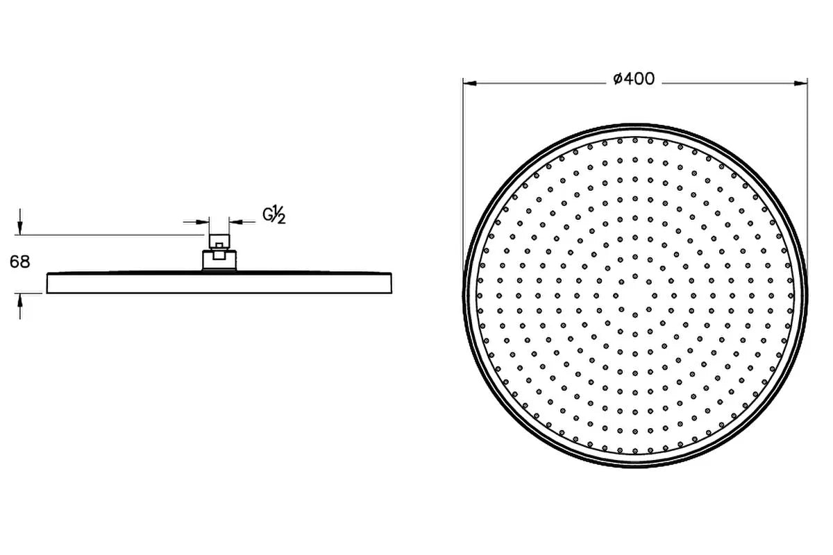 Artema Prime Round Duş Başlığı (1F) (400 Mm), Parlak Krom