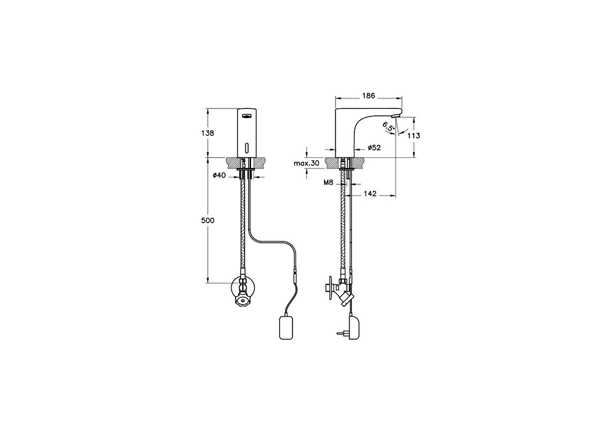 Vitra Root Round Temassız Lavabo Bataryası  (Elektrikli, Tek Su Girişli)