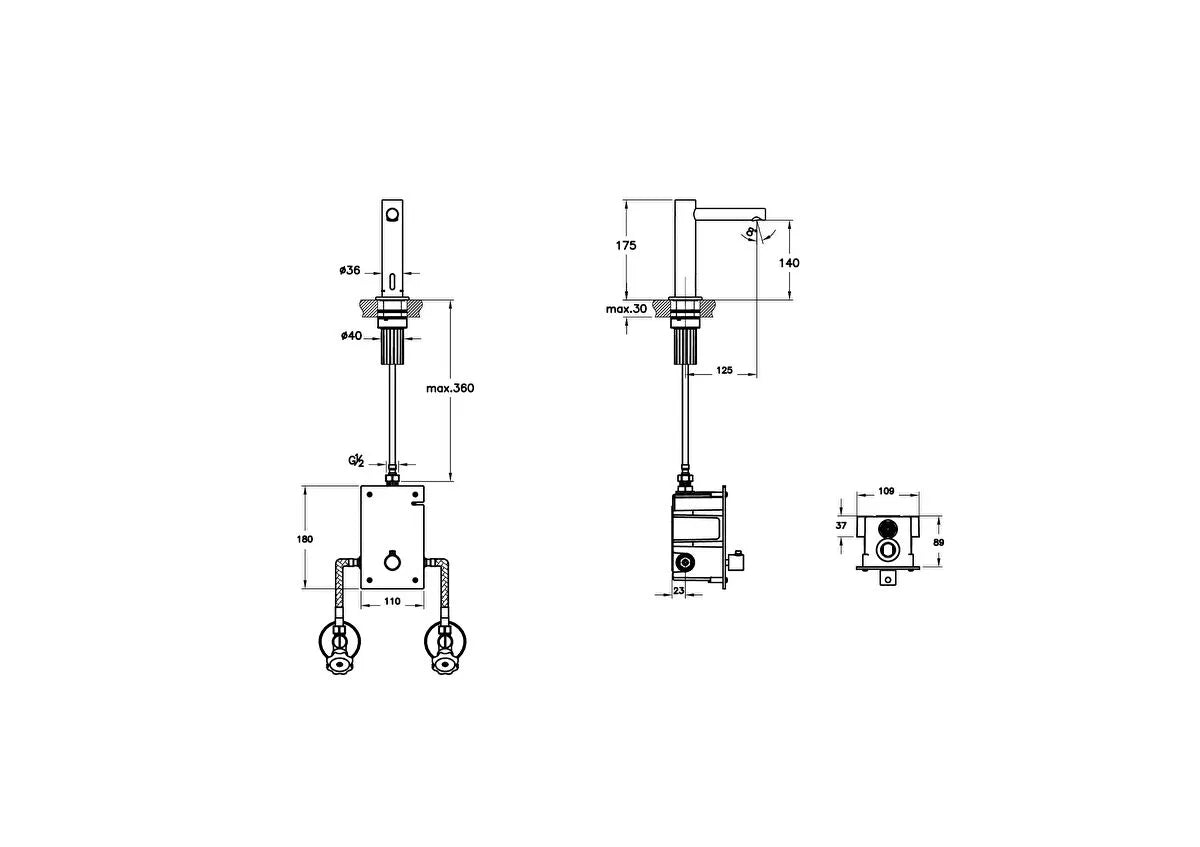 VitrA Origin Temassız Lavabo Bataryası  (Pilli - Çift Su Girişli), Fırçalı Nikel