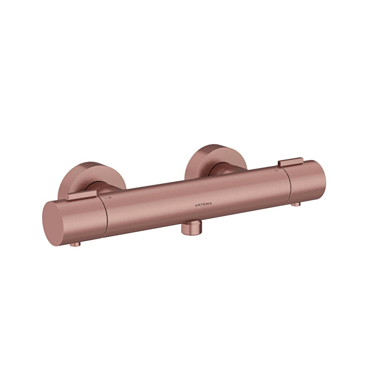 Artema Base Round Termostatik Duş Bataryası, Fırçalı Bakır