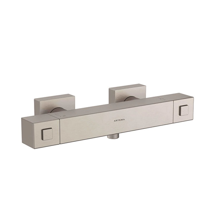 Artema Base Square Termostatik Duş Bataryası, Fırçalı Nikel