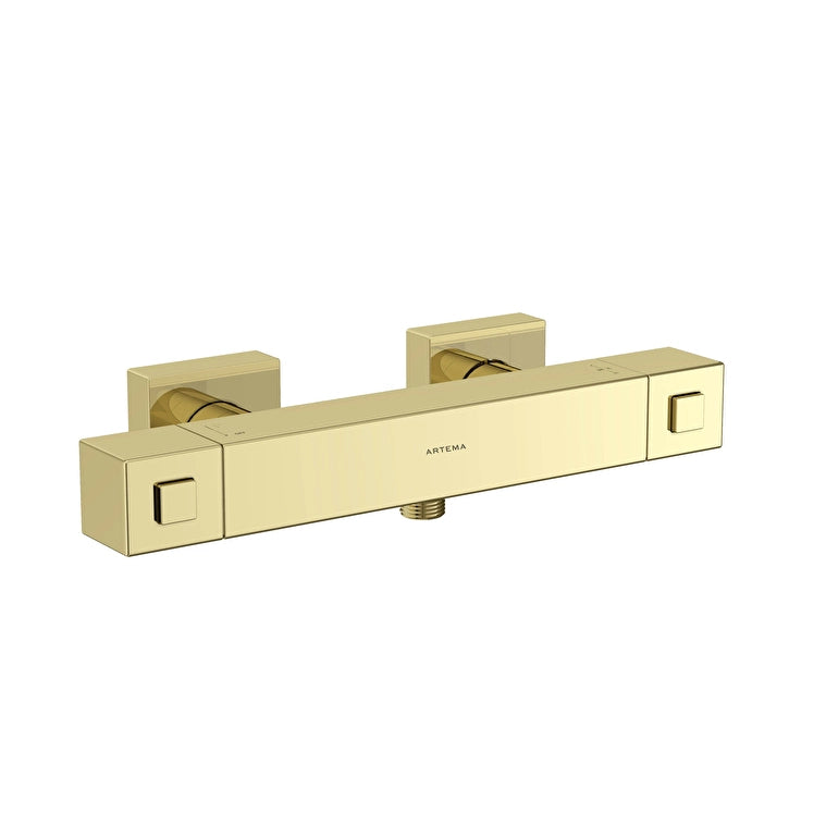 Artema Base Square Termostatik Duş Bataryası, Soft Altın 