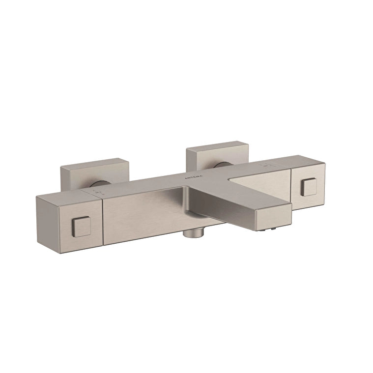 Artema Base Square Termostatik Banyo Bataryası, Fırçalı Nikel