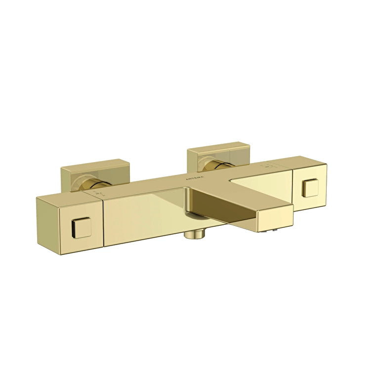 Artema Base Square Termostatik Banyo Bataryası, Soft Altın 
