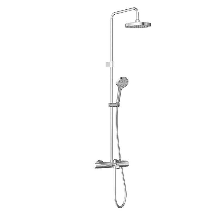 Artema Base Round 200 Termostatik Banyo Bataryalı Duş Sistemi, Parlak Krom