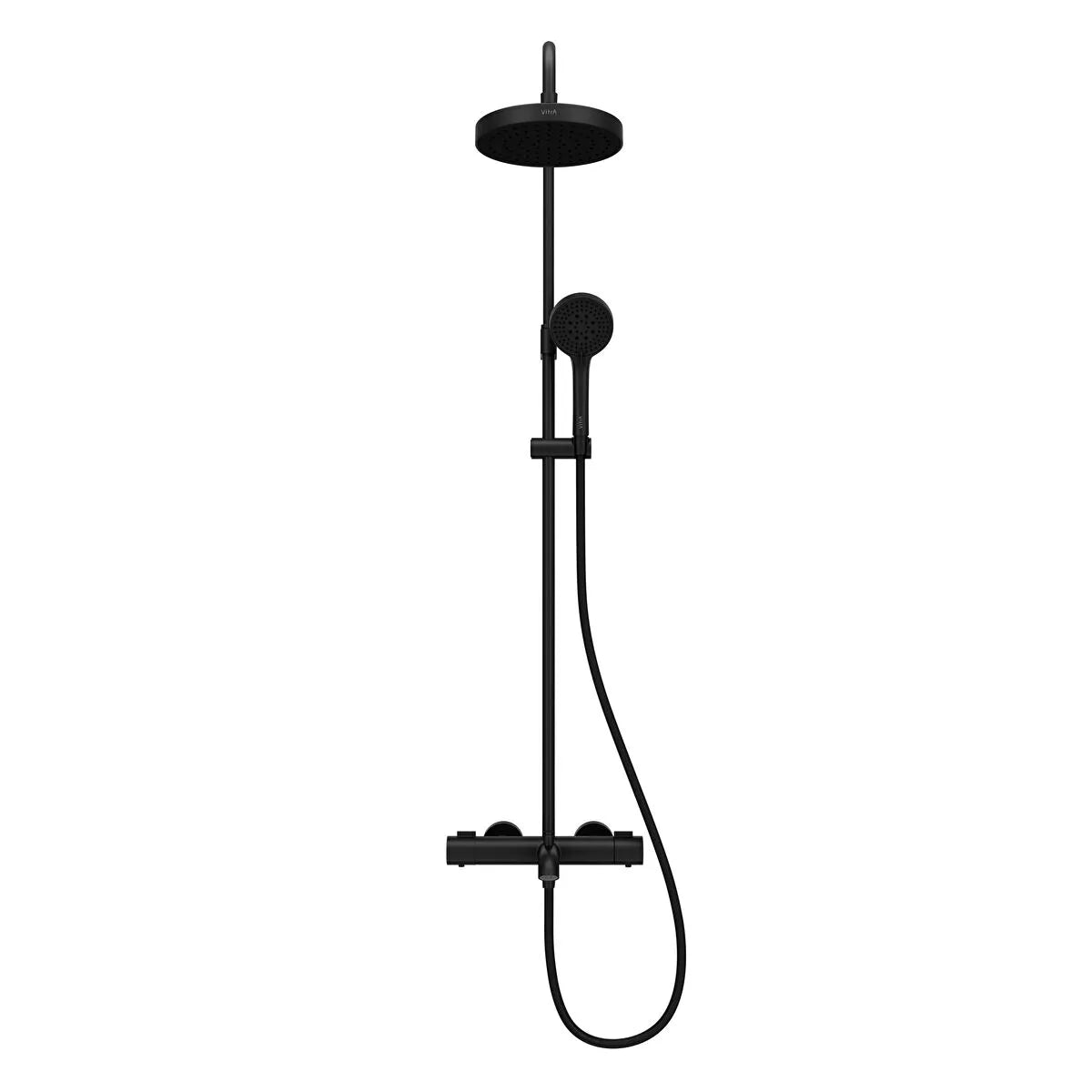 Artema Base Round 200 Termostatik Banyo Bataryalı Duş Sistemi, Mat Siyah