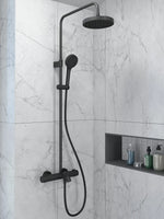Artema Base Round 200 Termostatik Banyo Bataryalı Duş Sistemi, Mat Siyah