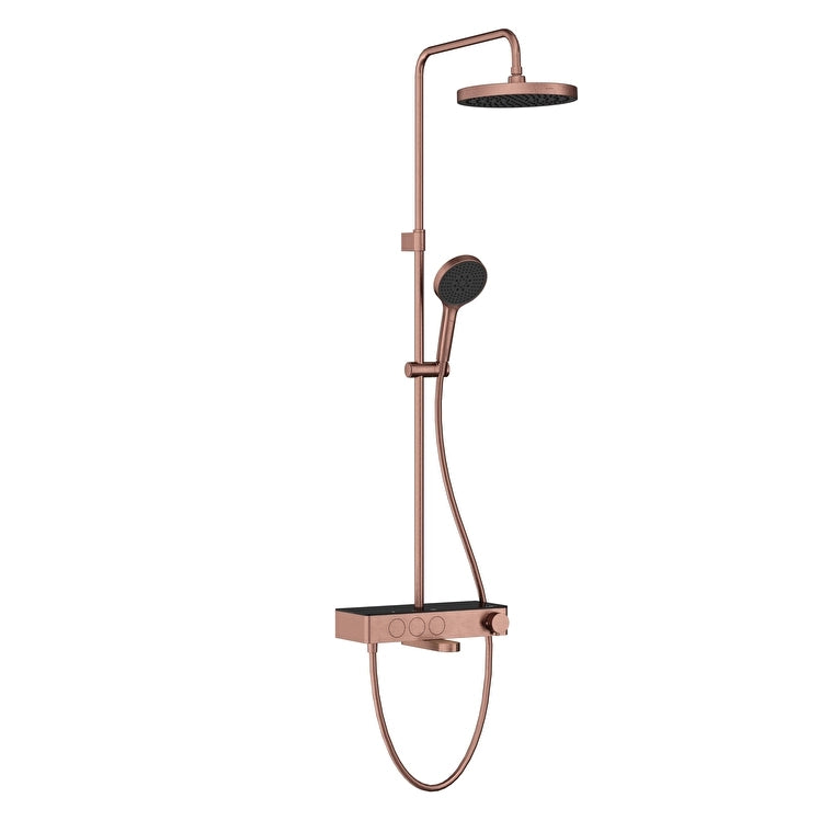 Artema Core Round 250 Termostatik Banyo Bataryalı Duş Sistemi, Fırçalı Bakır