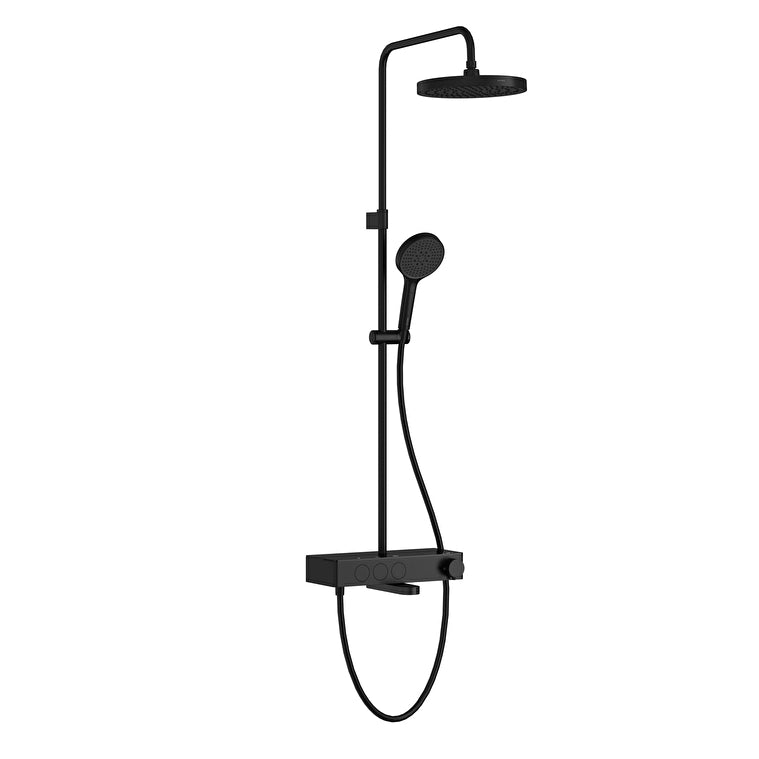 Artema Core Round 250 Termostatik Banyo Bataryalı Duş Sistemi, Mat Siyah