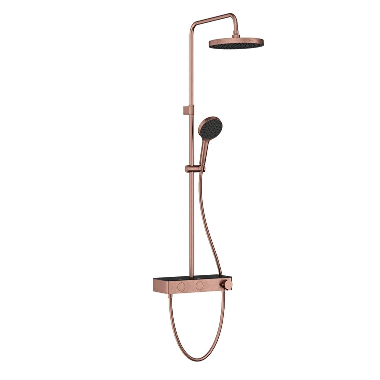 Artema Core Round 250 Termostatik Duş Bataryalı Duş Sistemi, Fırçalı Bakır