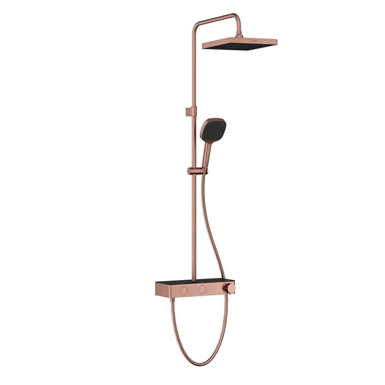 Artema Core Square 250 Termostatik Duş Bataryalı Duş Sistem, Fırçalı Bakır
