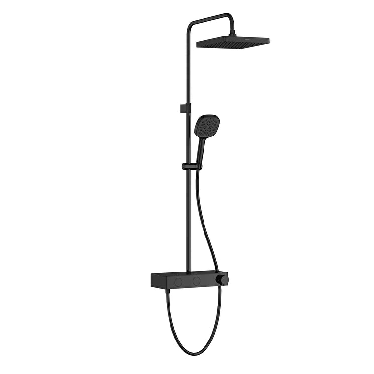 Artema Core Square 250 Termostatik Duş Bataryalı Duş Sistem, Parlak Siyah