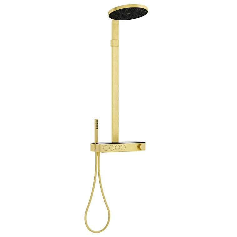 VitrA Prime Round 300 Termostatik Banyo Bataryalı Duş Sistemi, Fırçalı Altın