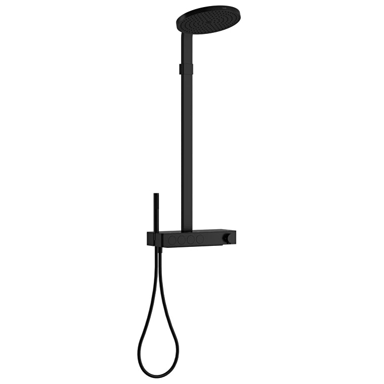 VitrA Prime Round 300 Termostatik Banyo Bataryalı Duş Sistemi, Mat Siyah