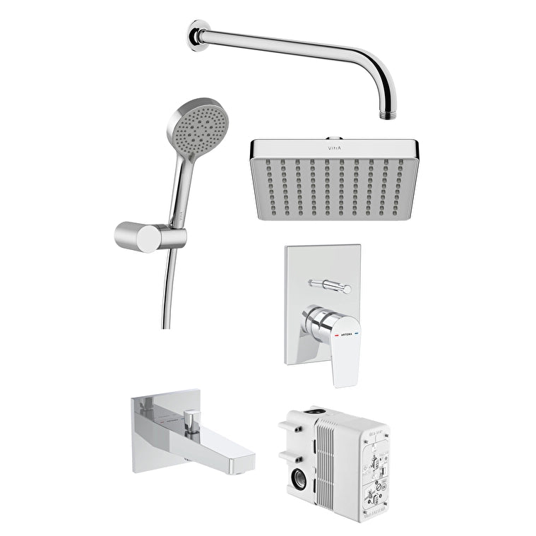 Artema Flow Square Ankastre Banyo Seti, Parlak Krom