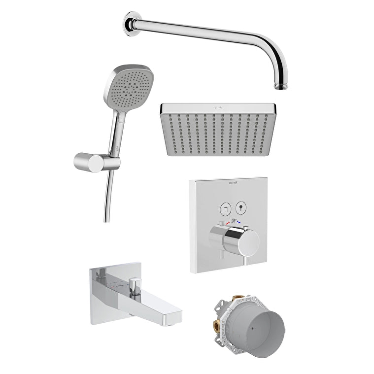 Artema Aquacontrol Square Ankastre Banyo Seti, Parlak Krom