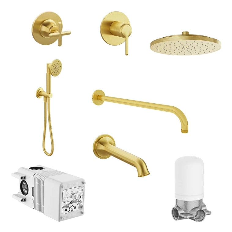 VitrA Origin Classic Ankastre Duş Seti, Fırçalı Altın