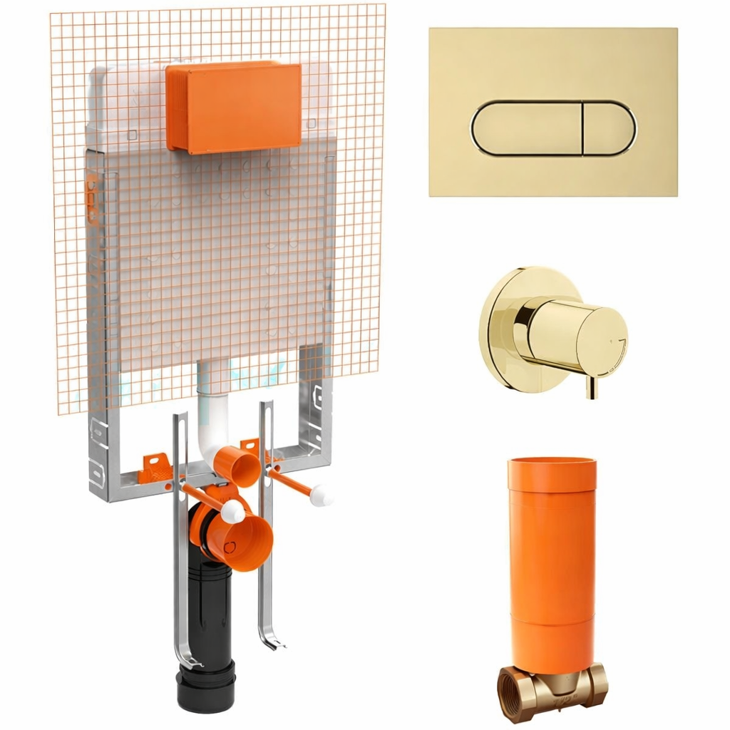 Vitra Gömme Rezervuar Seti (Gömme Rezervuar + Stop Valf + Soft Altın Panel)