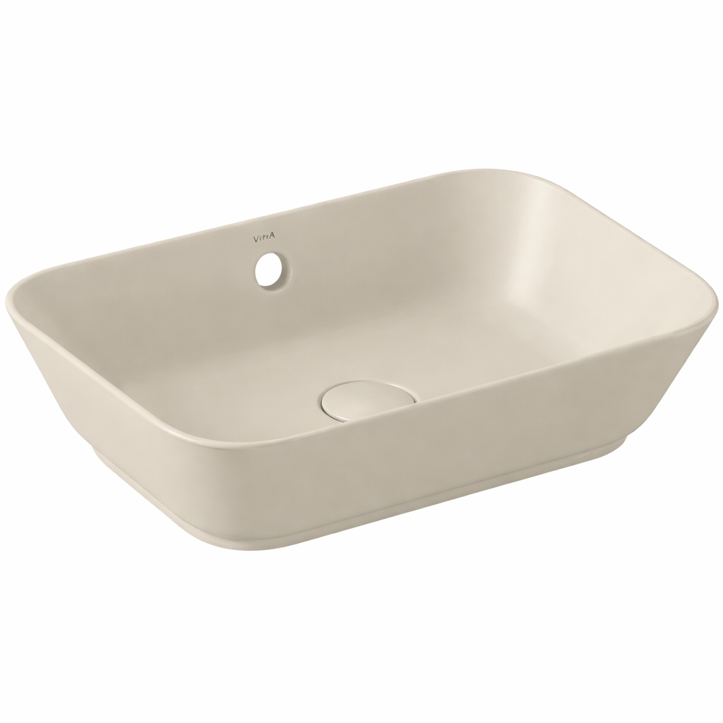 VitrA Geo Çanak Lavabo, Dikdörtgen, 60x39 cm, Mat Kum Beji