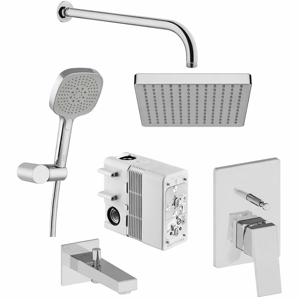 Artema Minimax Square Ankastre Banyo Seti, Parlak Krom