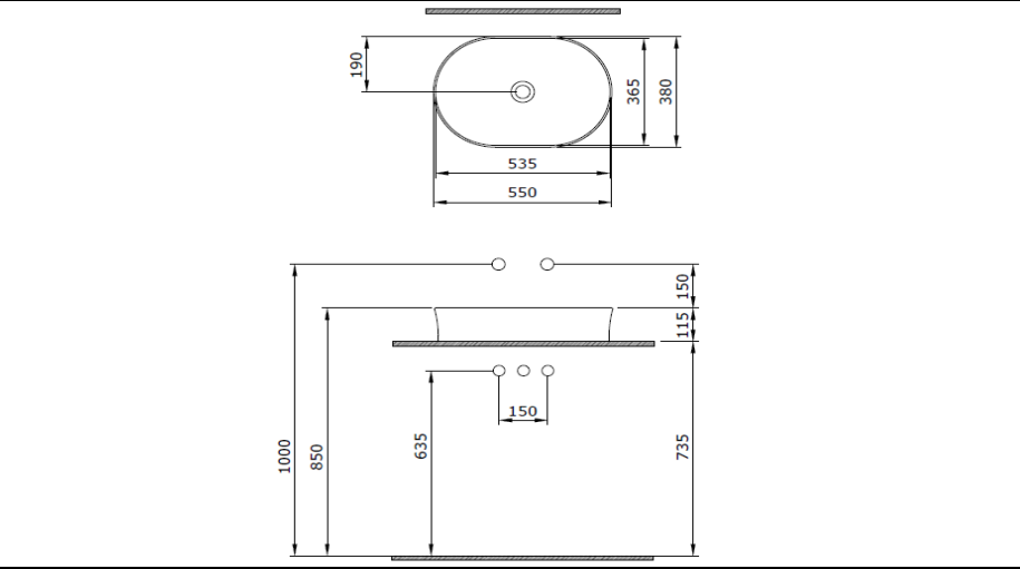 Bocchi Slim Line Oval Lavabo 55x38 cm Mat Kaşmir