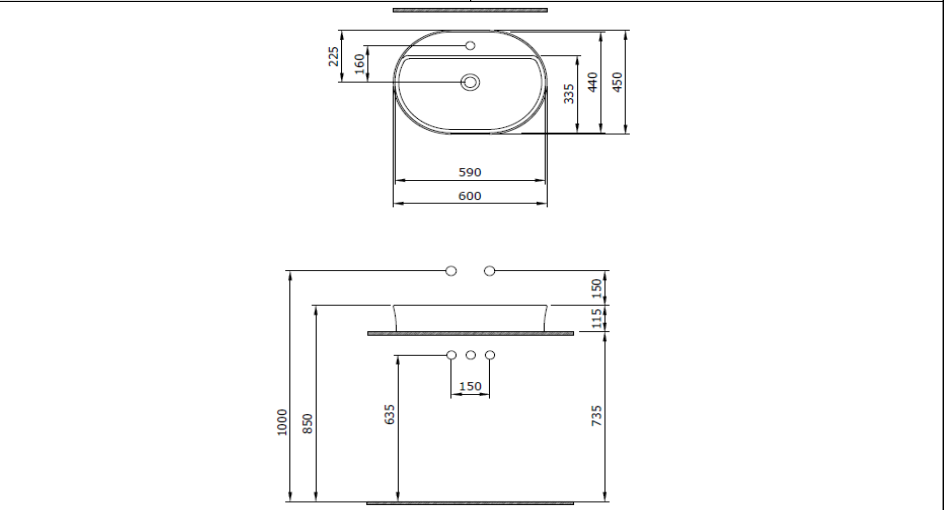 Bocchi Slim Line Oval 60x45 cm Parlak Beyaz