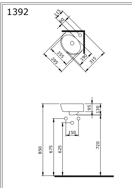 Bocchi Taormina Arch Köşe Lavabo, Parlak Beyaz