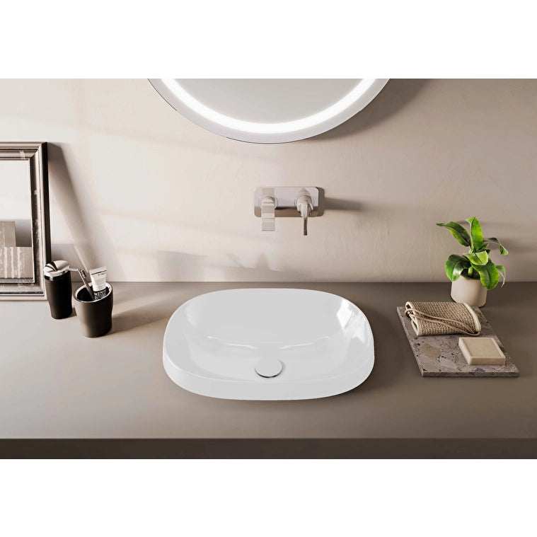 VitrA Frame Yarım Tezgah Üstü Oval Lavabo, 56 cm, Mat Beyaz