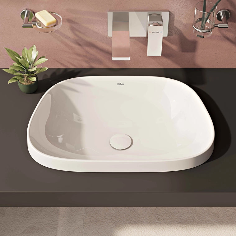 VitrA Frame Yarım Tezgahüstü Lavabo, Tv Shape, 55x39 cm