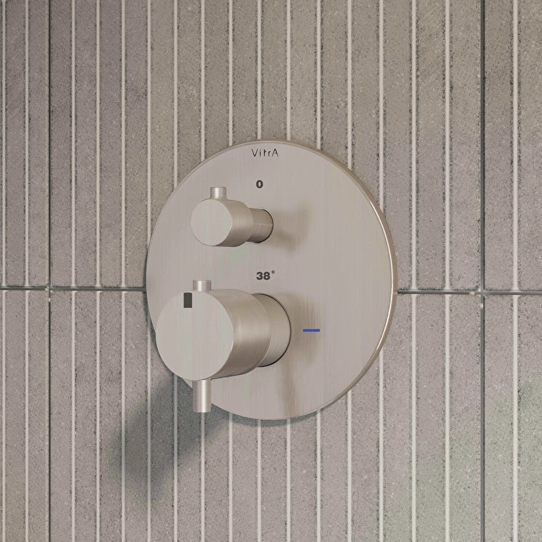 VitrA Origin Ankastre Termostatik Duş Bataryası (V-Box) (Sıva Üstü Grubu), Fırçalı Nikel