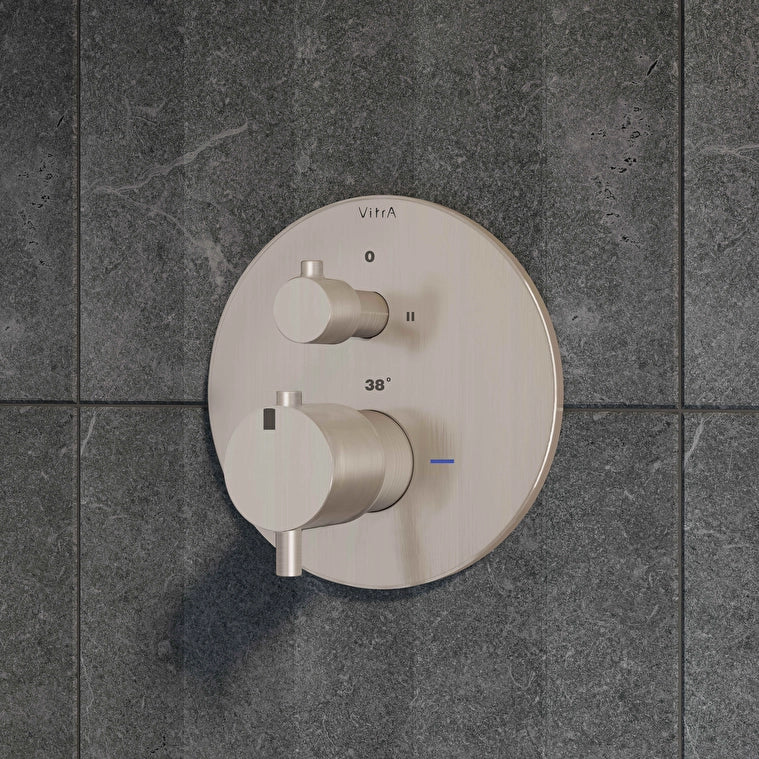 VitrA Origin Ankastre Termostatik Banyo Bataryası (V-Box) (Sıva Üstü Grubu), Fırçalı Nikel