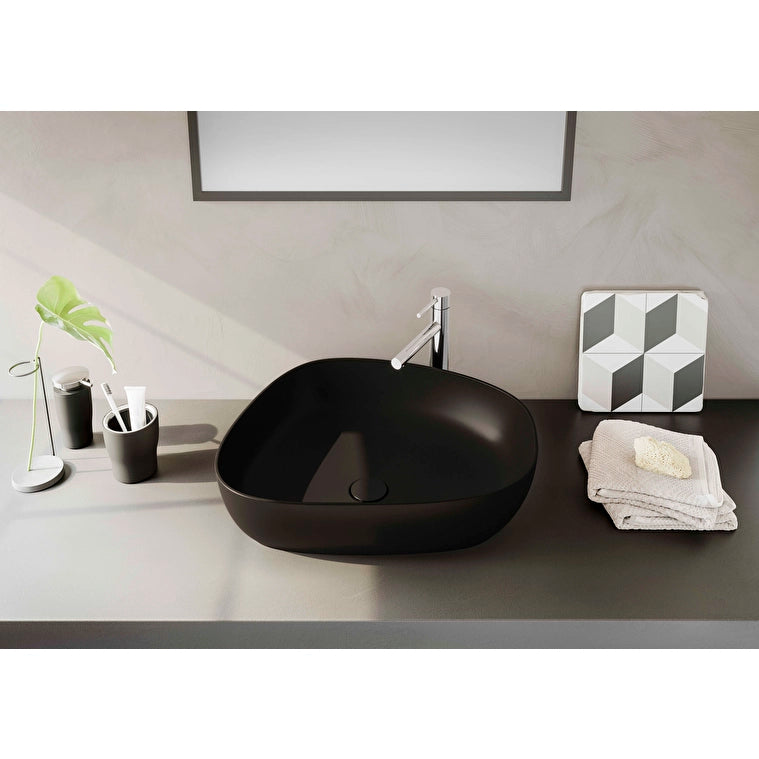 VitrA Outline Asimetrik Çanak Lavabo, 56 cm, Mat Siyah
