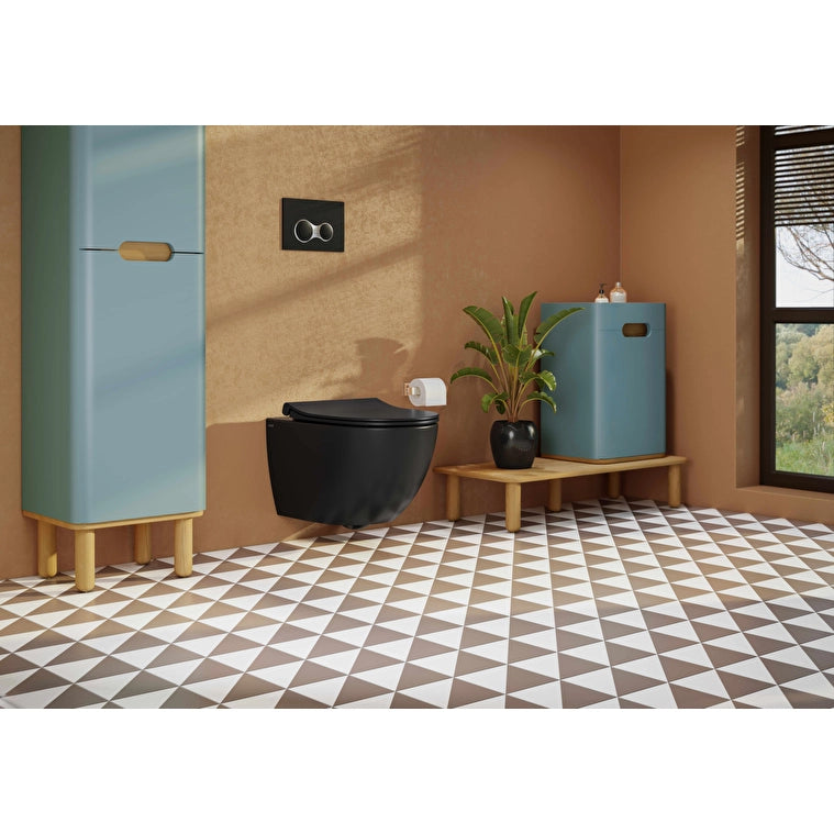VitrA Sento Asma Klozet, Rim-ex, Gizli Montajlı, 54 cm, Mat Siyah