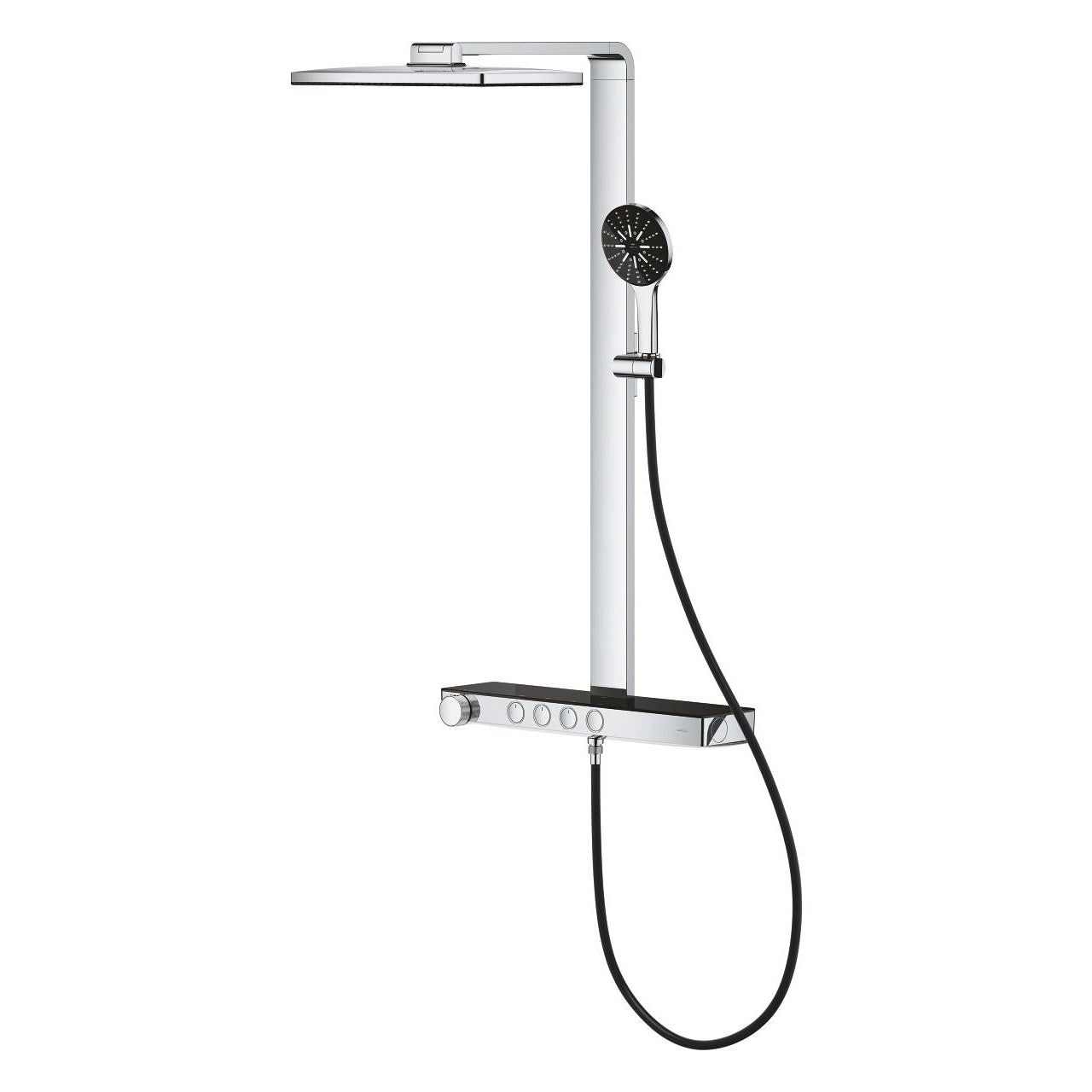 Grohe Rainshower Aqua Pure SmartControl Duş Sistemi, Duvara Monte, Termostatik Bataryalı Duş Kolonu, Siyah-Krom