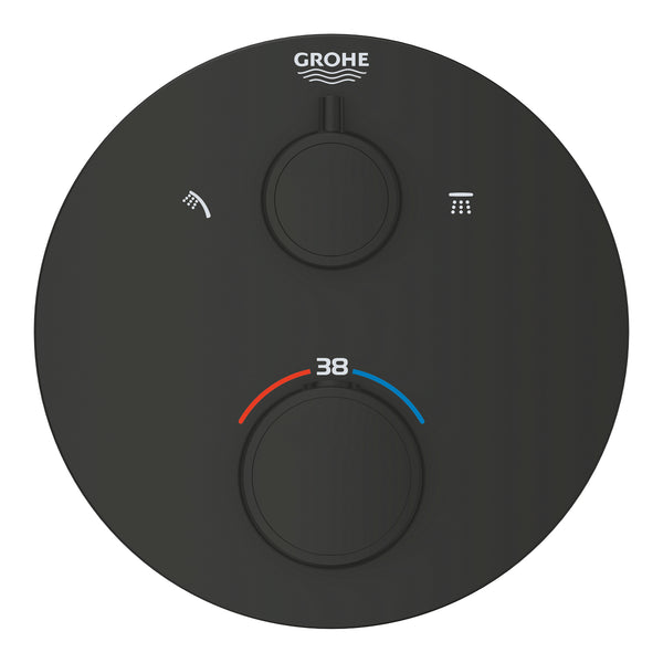 Grohe Grohtherm Termostatik Banyo/Duş Bataryası (Sıva Üstü Grubu), 2 Yollu, Mat Siyah