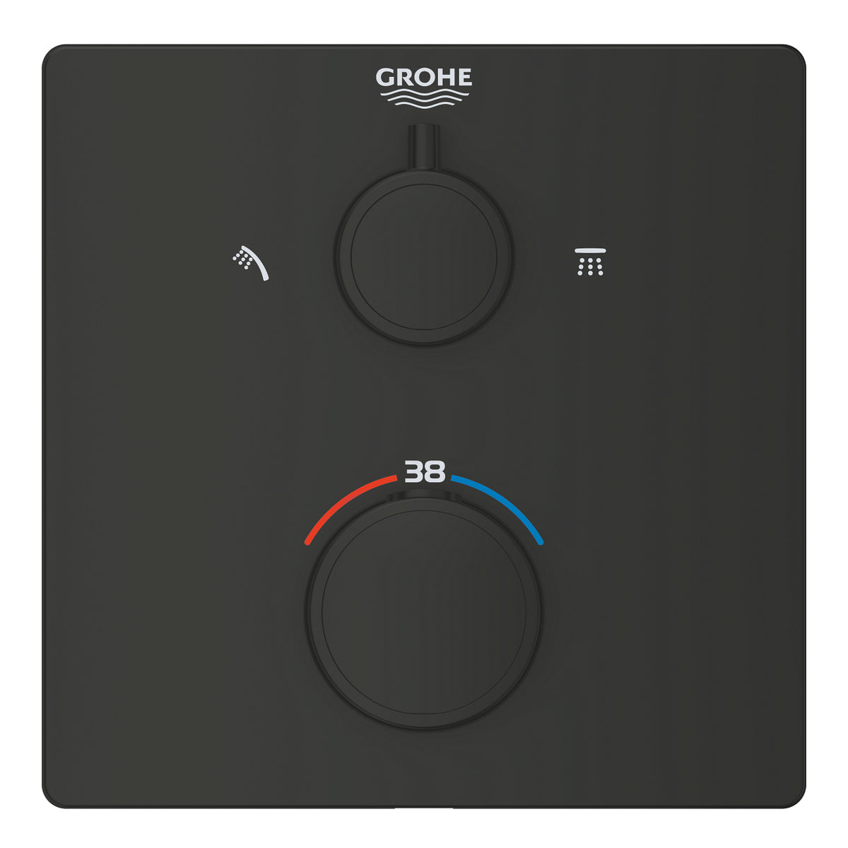 Grohe Grohtherm Termostatik Banyo/Duş Bataryası (Sıva Üstü Grubu), 2 Yollu, Mat Siyah