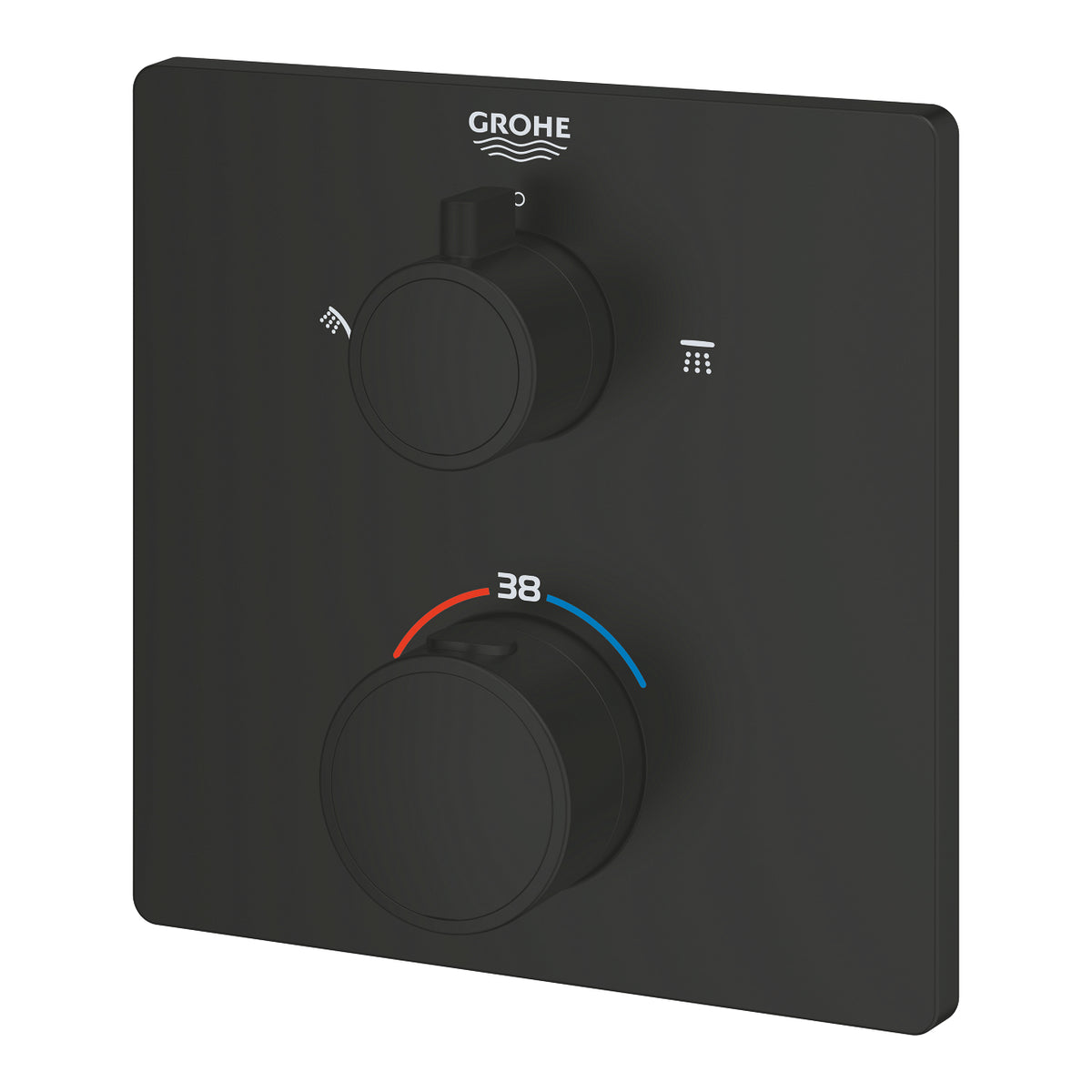 Grohe Grohtherm Termostatik Banyo/Duş Bataryası (Sıva Üstü Grubu), 2 Yollu, Mat Siyah