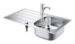 Grohe Eurosmart Döner Borulu Mutfak Bataryası ve Paslanmaz Çelik Eviye Seti (Sol Damlalıklı, 86x50 cm)