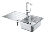 Grohe Minta El Duşlu Mutfak Bataryası ve Eviye Seti (Sağ-Sol Damlalıklı, 86x50 cm)