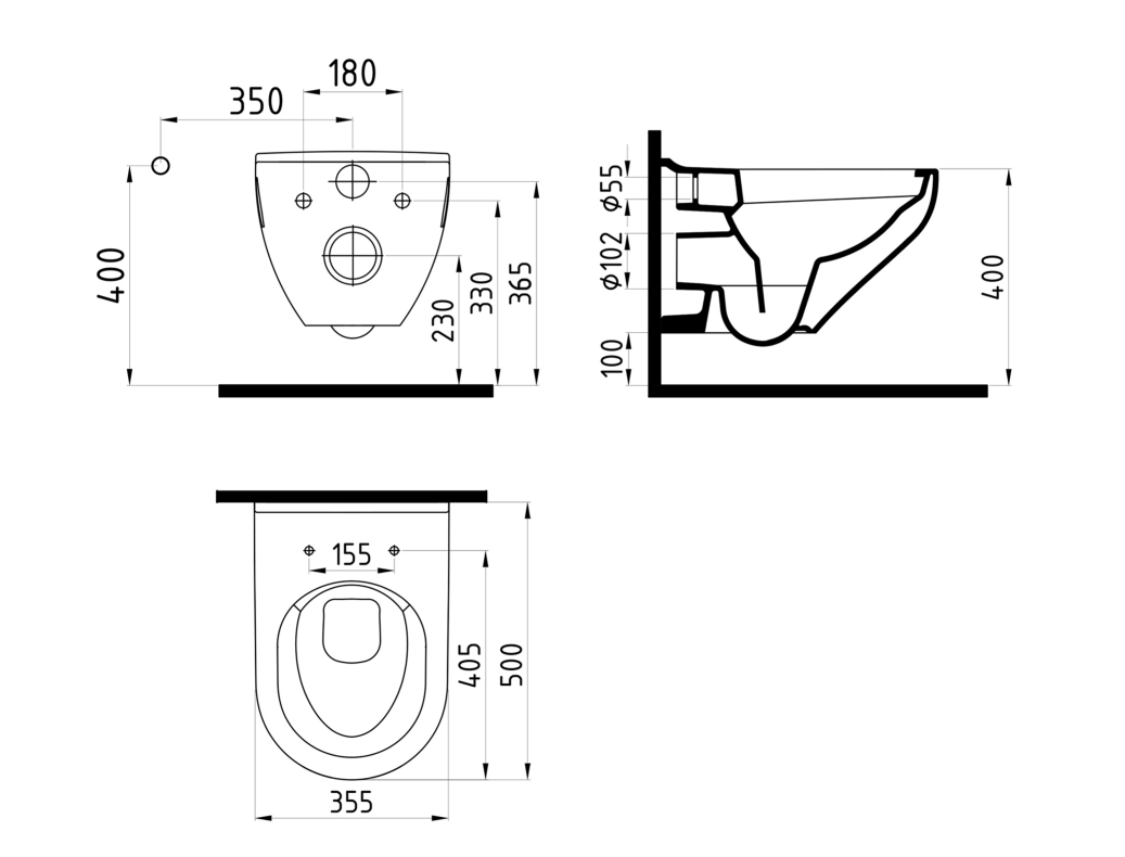Bien Harmony Rimless Asma Klozet Seti 50 cm, Parlak Beyaz