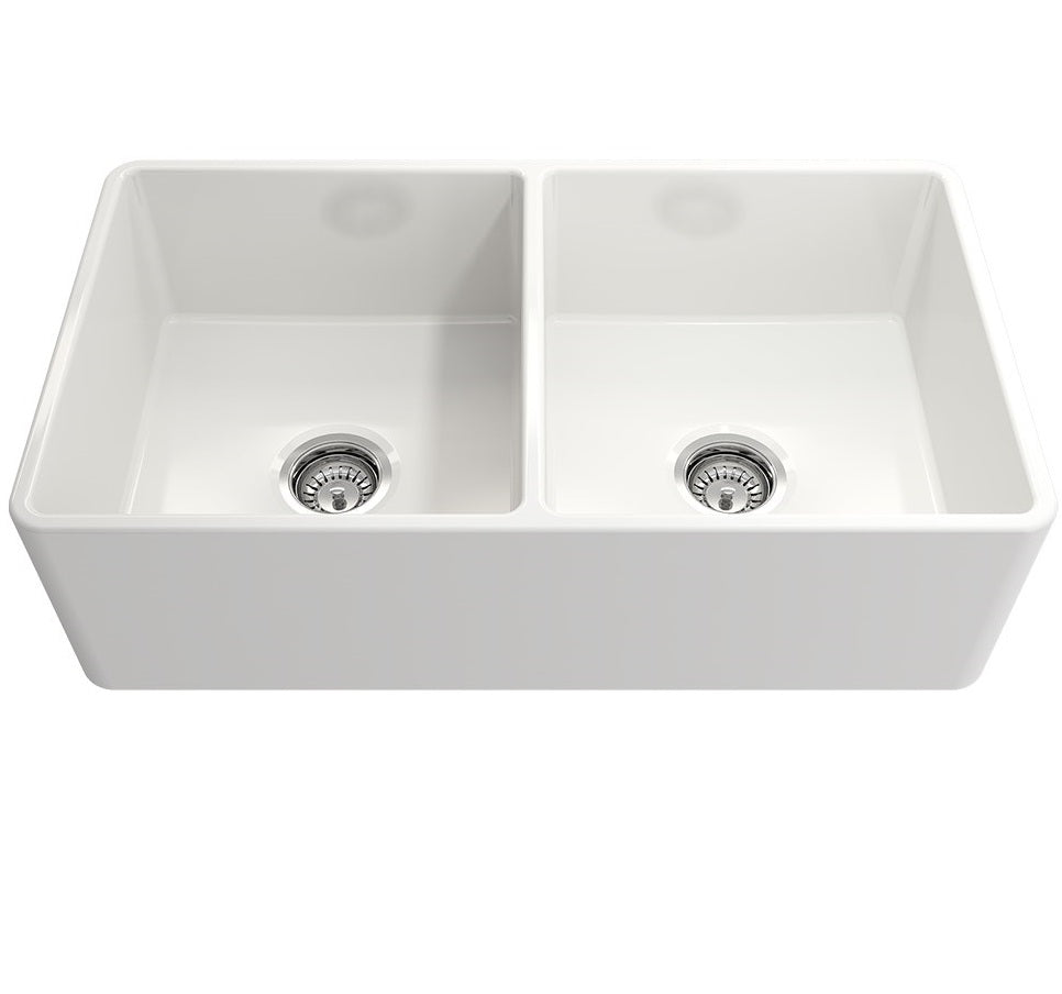 Bocchi Lavello 85 cm Çift Gözlü Mutfak Eviyesi Parlak Beyaz