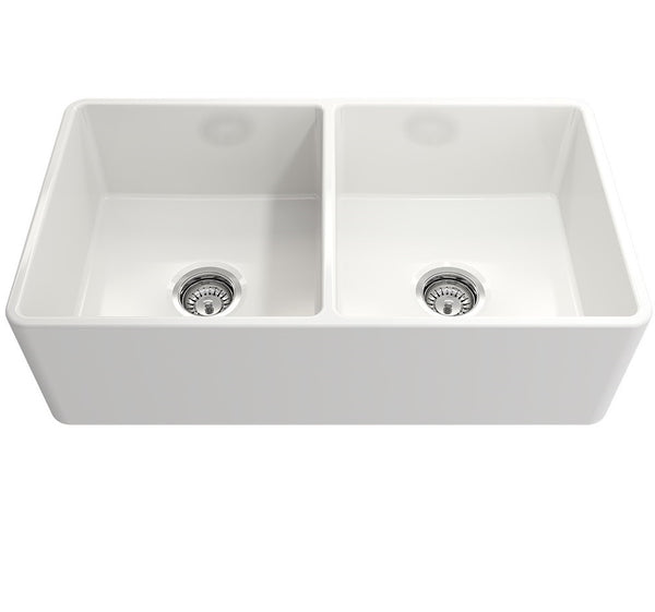 Bocchi Lavello 85 cm Çift Gözlü Mutfak Eviyesi Parlak Beyaz