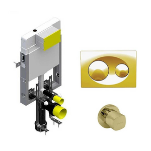 Bocchi 8,5 cm Tuğla Duvar İçin Gömme Rezervuar Seti, Altın